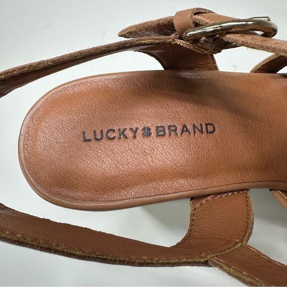 NWOB | Lucky Brand | Imana Fisherman Platform Heel Sandal | Tan | Size 8.5 - Picture 12 of 15